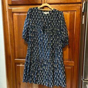 Emerson Fry Navy Blue Floral Tiered Dress
